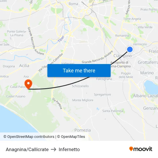 Anagnina/Callicrate to Infernetto map