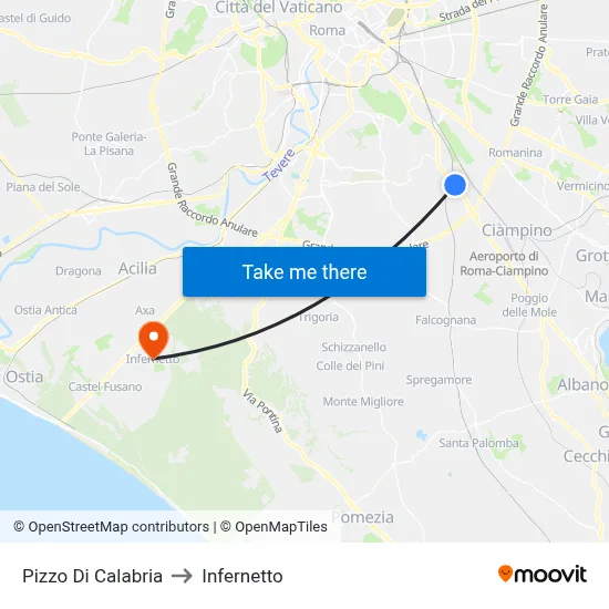 Pizzo Di Calabria to Infernetto map