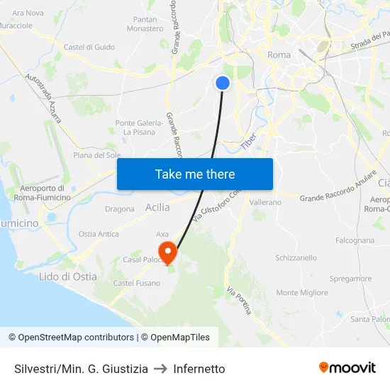 Silvestri/Ministry of Justice to Infernetto map