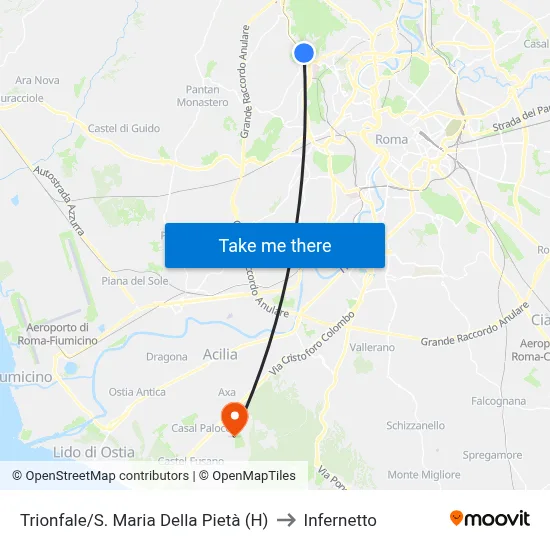 Trionfale/Santa Maria Della Pietà (H) to Infernetto map
