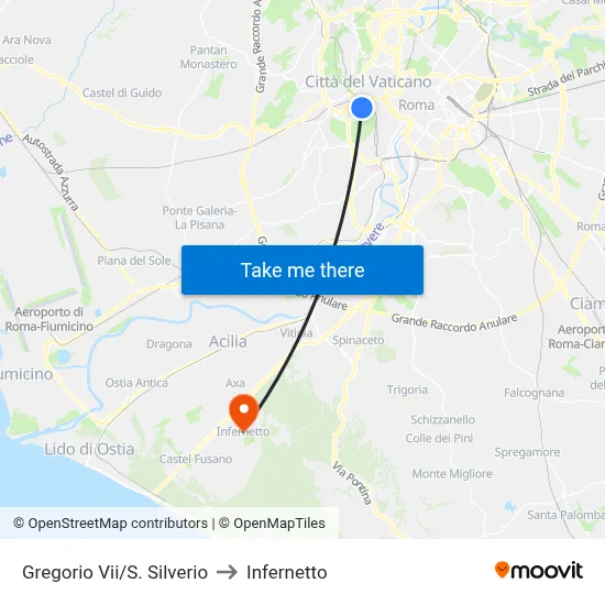 Gregory VII/San Silverio to Infernetto map