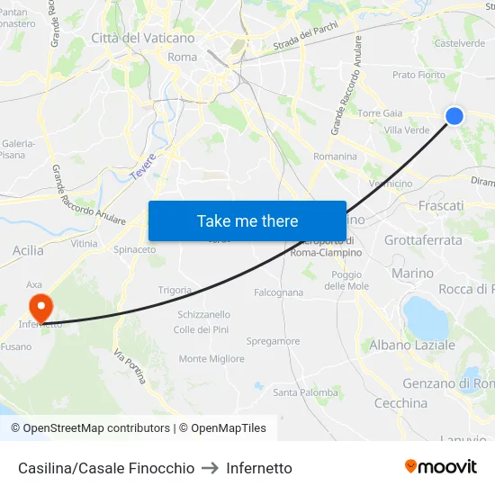 Casilina/Casale Finocchio to Infernetto map