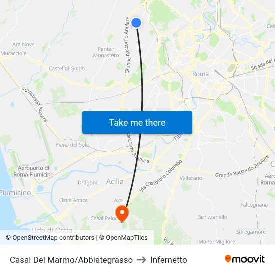 Casal Del Marmo/Abbiategrasso to Infernetto map