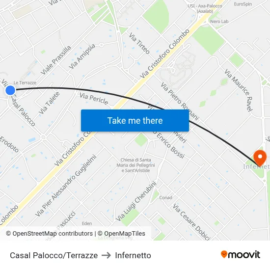 Casal Palocco/Terraces to Infernetto map