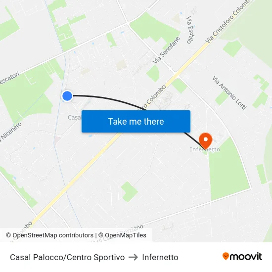 Casal Palocco/Sports Center to Infernetto map