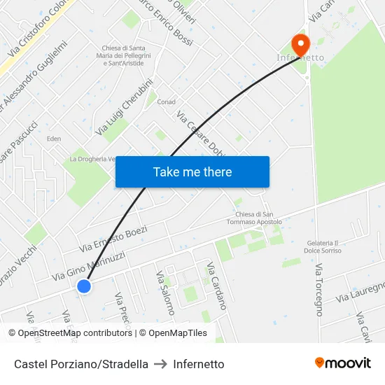 Castel Porziano/Stradella to Infernetto map