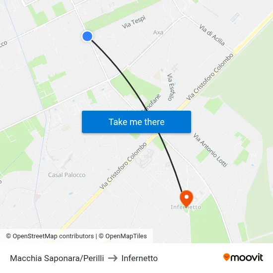 Macchia Saponara/Perilli to Infernetto map