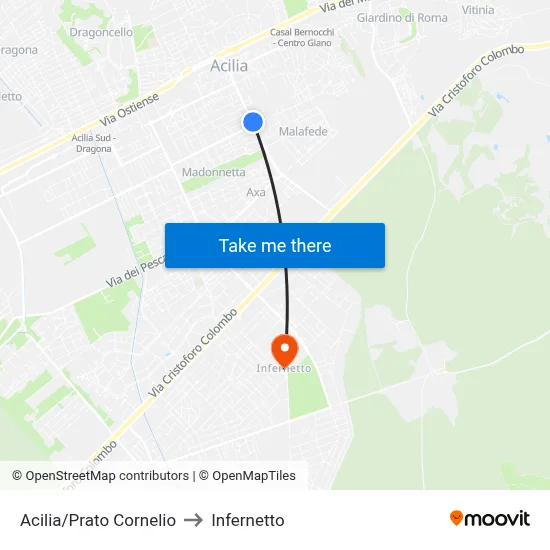 Acilia/Prato Cornelio to Infernetto map