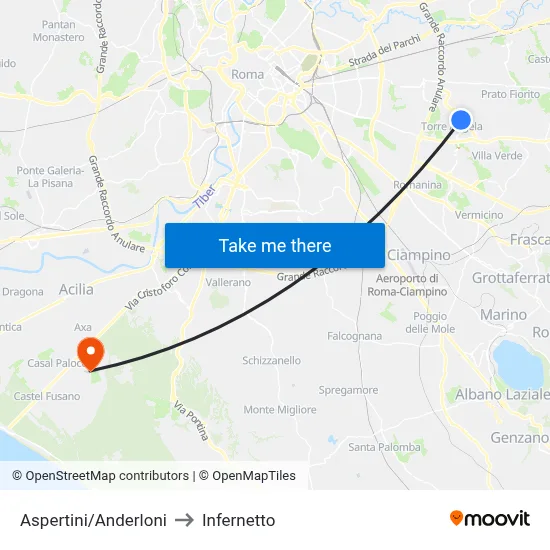 Aspertini/Anderloni to Infernetto map
