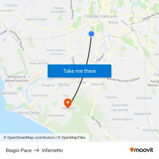 Biagio Pace to Infernetto map