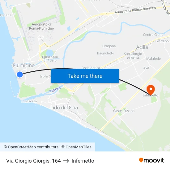 Via Giorgio Giorgis, 164 to Infernetto map