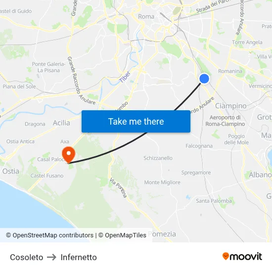 Cosoleto to Infernetto map