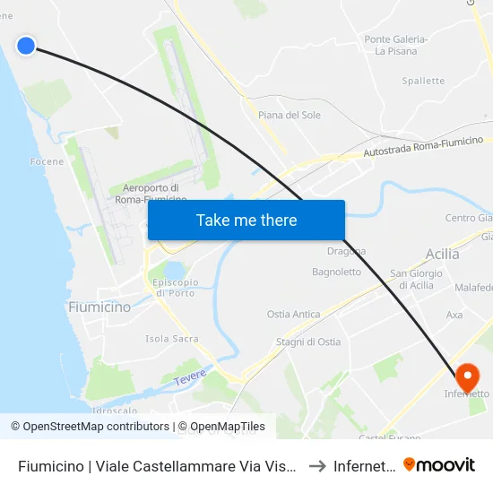 Fiumicino | Viale Castellammare Via Viserba to Infernetto map