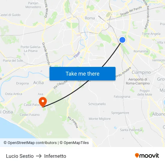 Lucio Sestio to Infernetto map