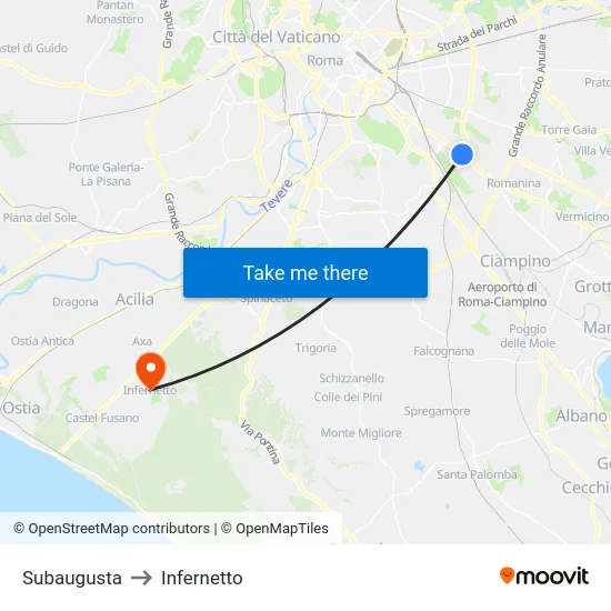 Subaugusta to Infernetto map