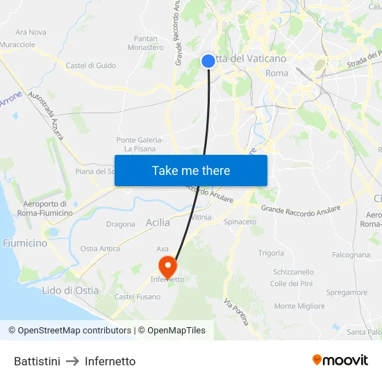 Battistini to Infernetto map