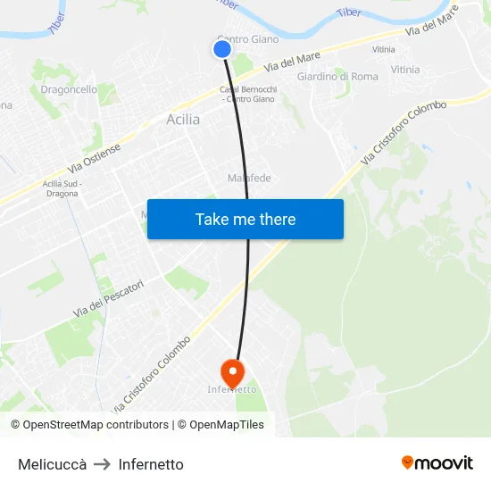 Melicuccà to Infernetto map