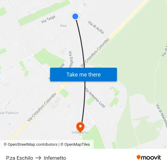 P.za Eschilo to Infernetto map