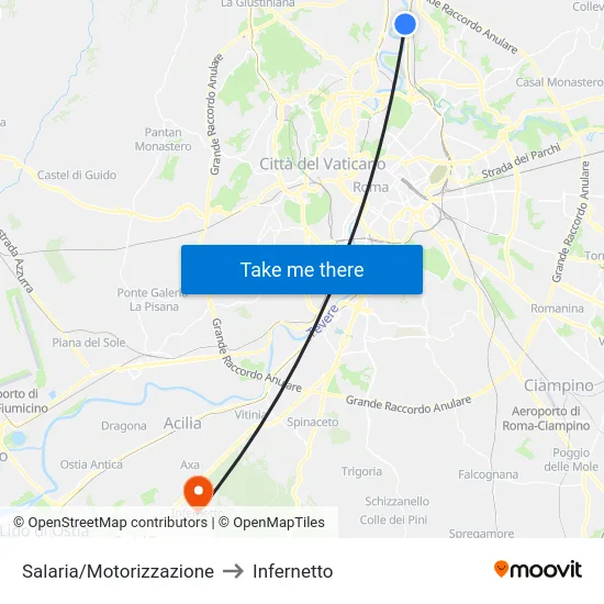 Salaria/Motorizzazione to Infernetto map