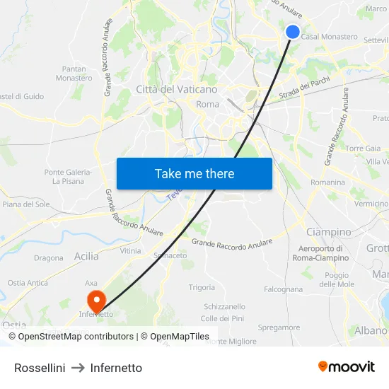 Rossellini to Infernetto map