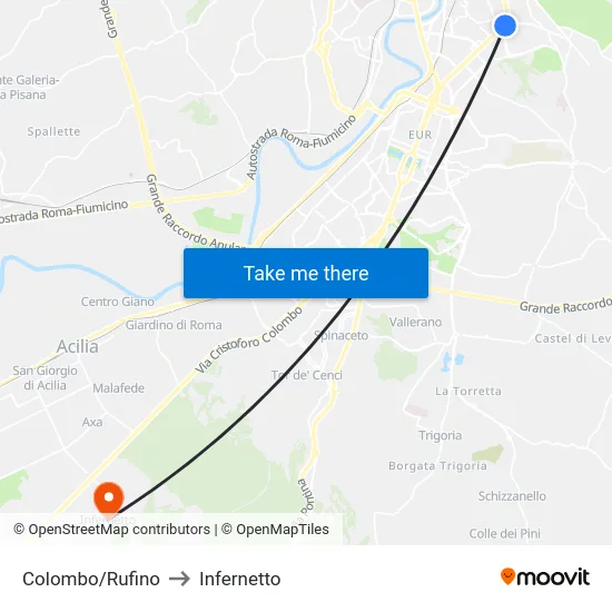 Colombo/Rufino to Infernetto map