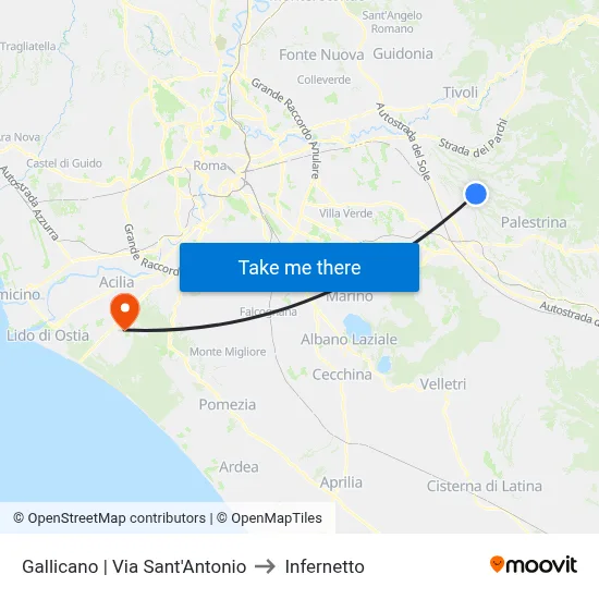 Gallicano | Saint Anthony Street to Infernetto map