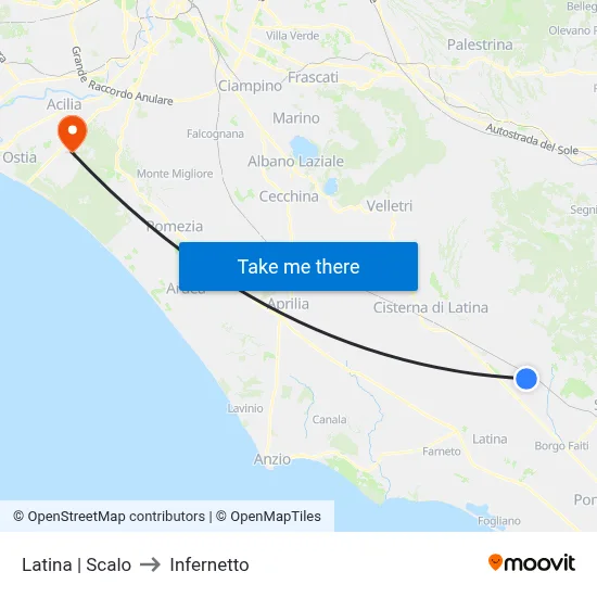 Latina | Railway Stop to Infernetto map