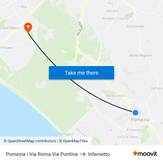 Pomezia | Via Roma Via Pontina to Infernetto map
