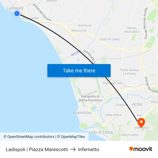 Ladispoli | Piazza Marescotti to Infernetto map