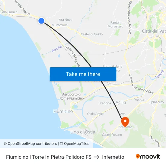 Fiumicino | Torre In Pietra-Palidoro FS to Infernetto map