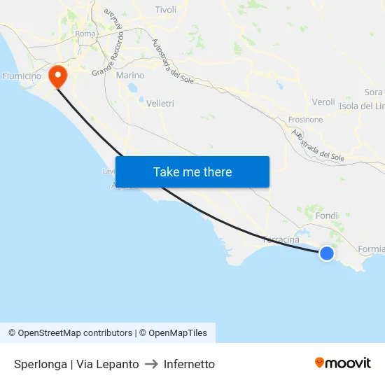 Sperlonga | Via Lepanto to Infernetto map