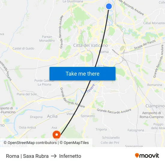 Roma | Saxa Rubra to Infernetto map