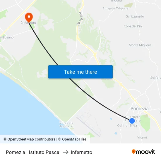 Pomezia | Istituto Pascal to Infernetto map