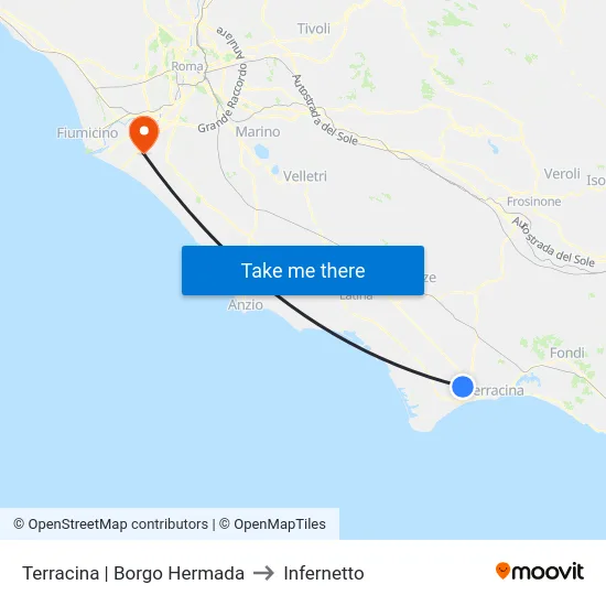 Terracina | Borgo Hermada to Infernetto map