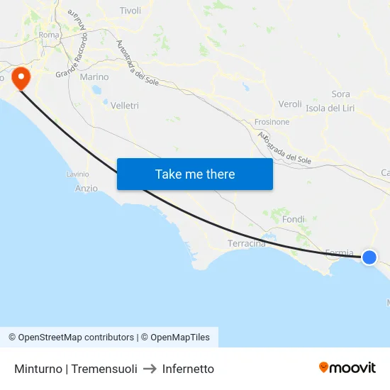 Minturno | Tremensuoli to Infernetto map