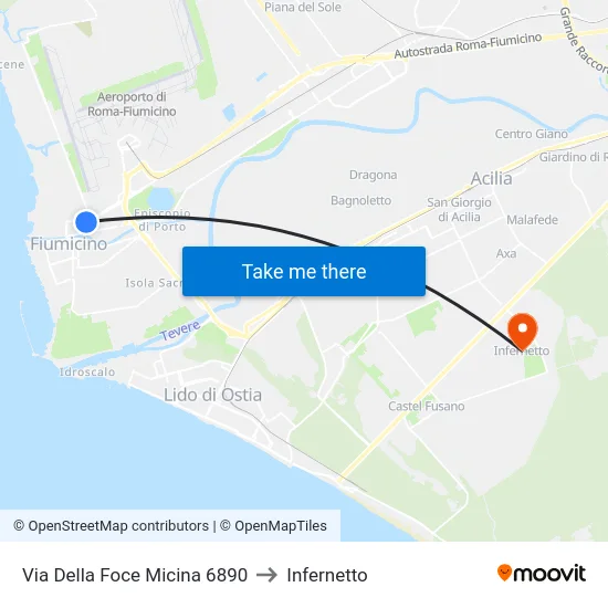 Via Della Foce Micina 6890 to Infernetto map