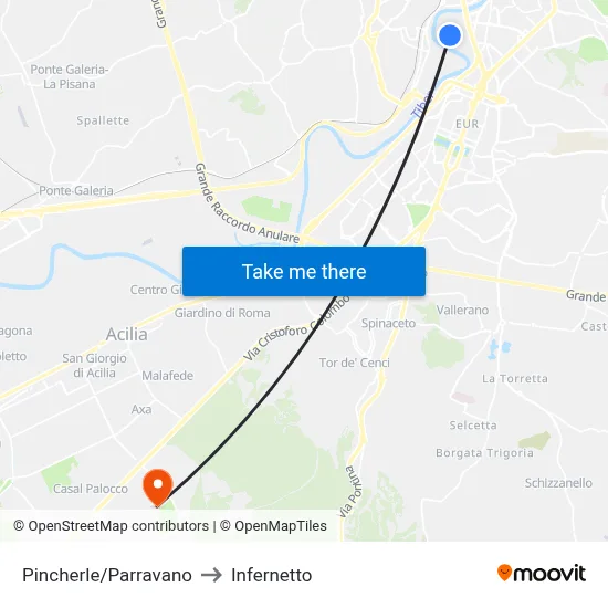 Pincherle/Parravano to Infernetto map