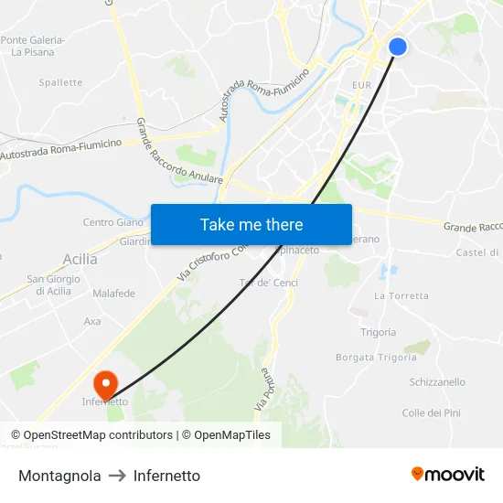 Montagnola to Infernetto map