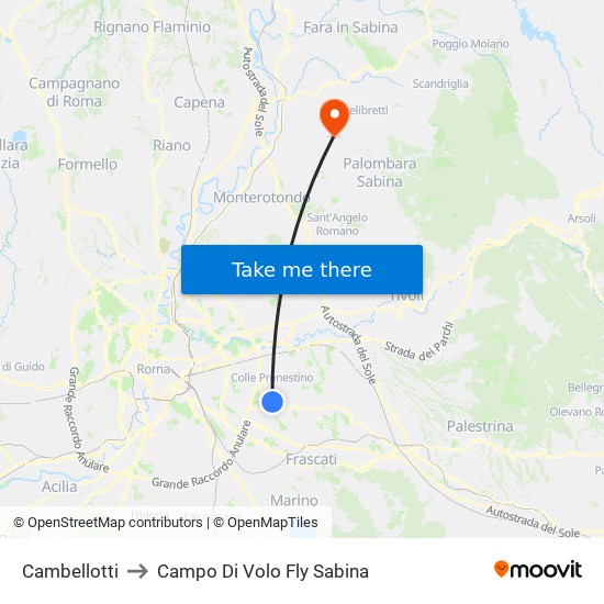 Cambellotti to Campo Di Volo Fly Sabina map