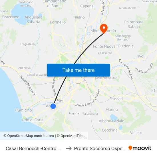 Casal Bernocchi-Centro Giano to Pronto Soccorso Ospedale map