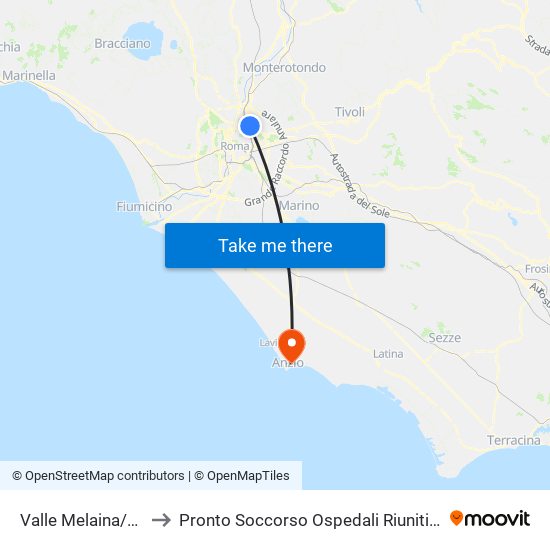 Valle Melaina/Ventotene to Pronto Soccorso Ospedali Riuniti Di Anzio E Nettuno map