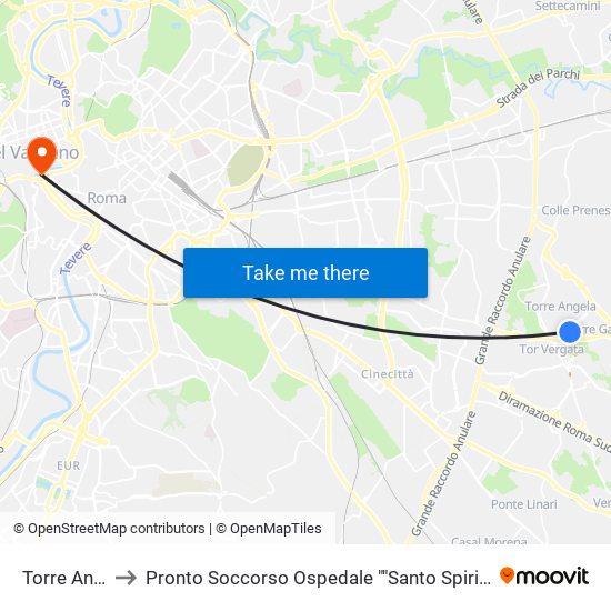 Torre Angela to Pronto Soccorso Ospedale ""Santo Spirito In Sassia"" map