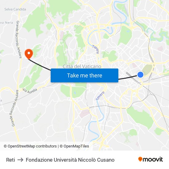 Reti to Fondazione Università Niccolò Cusano map