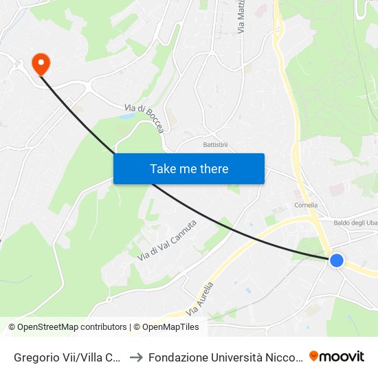 Gregorio Vii/Villa Carpegna to Fondazione Università Niccolò Cusano map