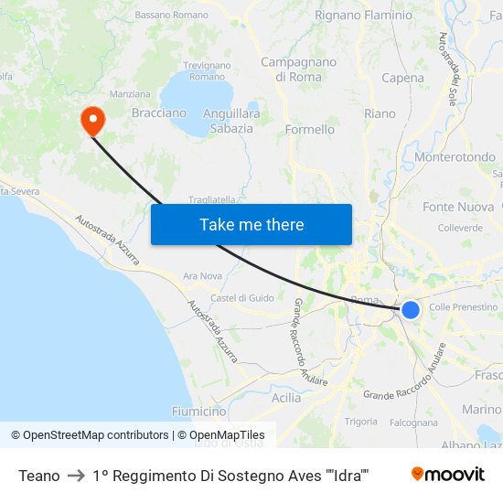 Teano to 1º Reggimento Di Sostegno Aves ""Idra"" map