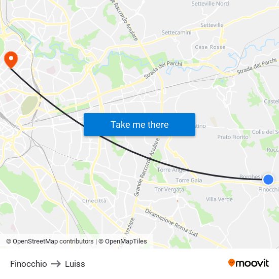 Finocchio to Luiss map