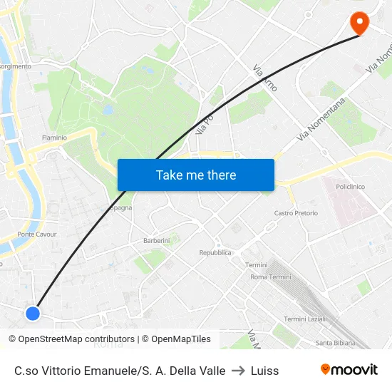 C.so Vittorio Emanuele/S. A. Della Valle to Luiss map