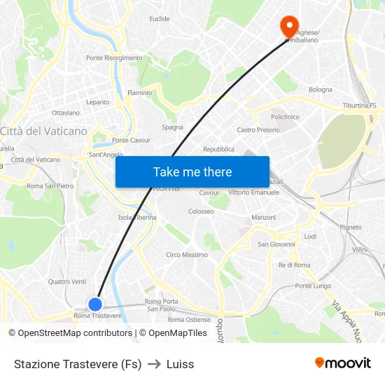 Stazione Trastevere (Fs) to Luiss map
