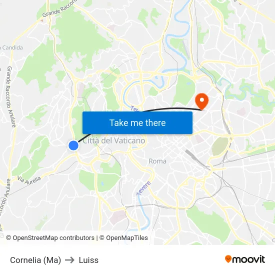 Cornelia (Ma) to Luiss map
