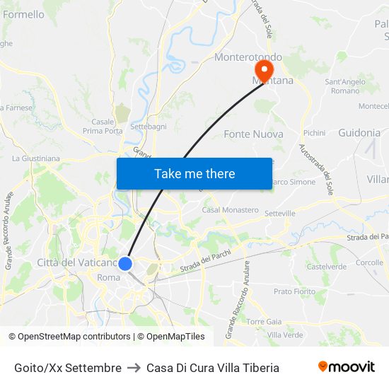 Goito/Xx Settembre to Casa Di Cura Villa Tiberia map